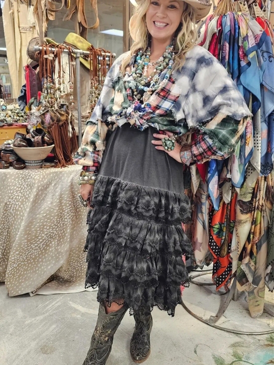 A Rare Bird Dresses & Skirts - A Rare Bird Boho Black Ruffled Lace Slip Dress